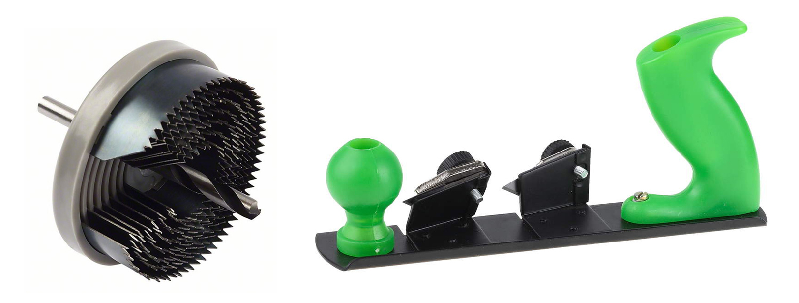 Рубанок для зачистки кромок и коронка по гипсокартону Кромочный рубанок и коронка для сверления отверстий